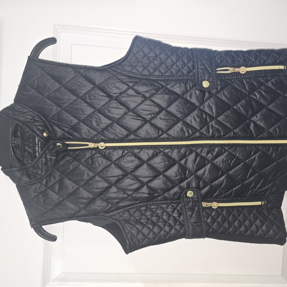 Marc New York Black and Gold Quilted Vest